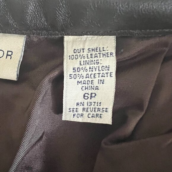 Vintage Lord & Taylor Brown 100% Leather Pants Classic Straight Leg Size 6P - Picture 12 of 12